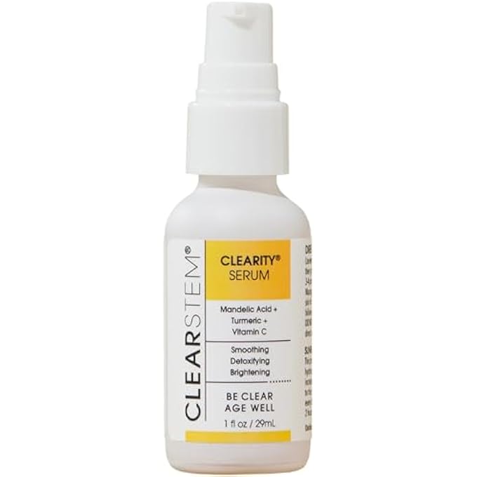 CLEARstem - CLEARITY THE BLACKHEAD DISSOLVER MANDELIC ACID SERUM - VITAMIN C, TURMERIC, COLLAGEN BOOST - ALL SKIN TYPES - FACIAL SKIN CARE PRODUCTS - VEGAN, GLUTEN FREE, CRUELTY FREE - 1 FL OZ / 29ML - Image 1